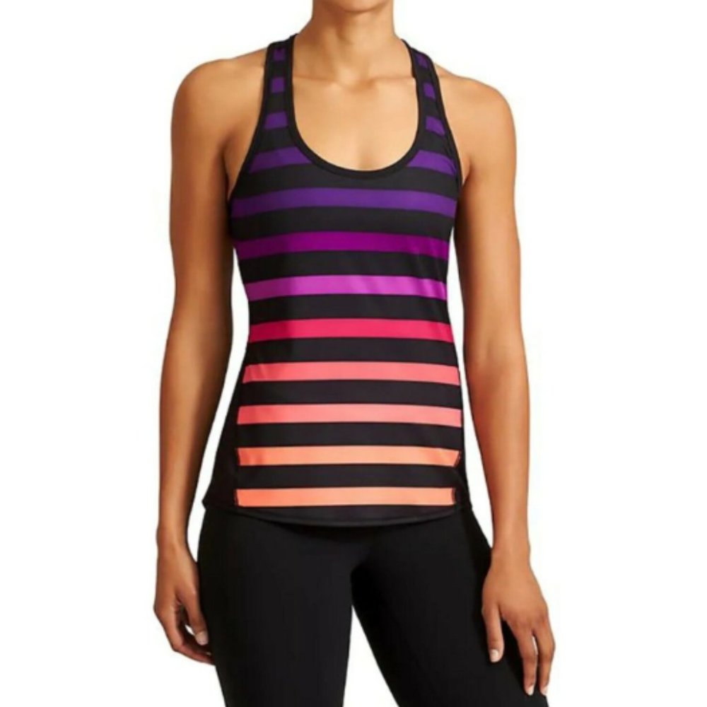 NWT Athleta XS Bold Ombre Stripe Chi Tank Yoga Dance Studio Breathable Wicking